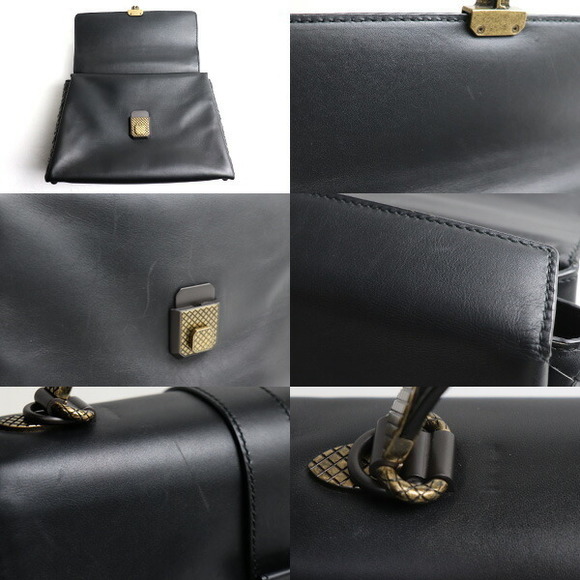Bottega Veneta Nero Calf Medium Piazza 2Way Shoulder Bag Black - Picture 5 of 5